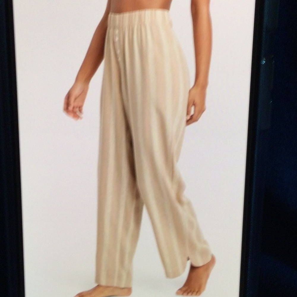 Stars Above Cream Wide-Leg Button-Front Pants Linen And Rayon Size XL